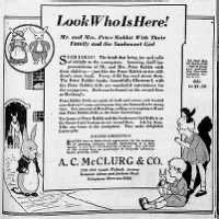 Ad for cloth and cotton Peter Rabbit dolls, just like 