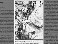 Photo of President Theodore Roosevelt descending the Grand Canyon