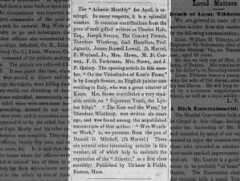 Harriet Beecher Stowe writes piece for Atlantic Monthly titled 