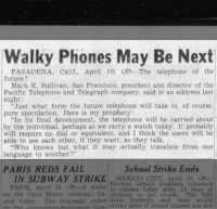 Walky Phones May Be Next