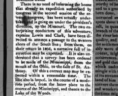 Lewis and Clark expedition through Louisiana authorized on President Jefferson's direction, 1804