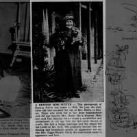 Photo of a retired Beatrix Potter and her animals taken in 1943, the year that she died