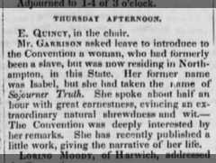 Sojourner Truth speaks at 1850 New England Anti-Slavery Convention