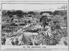 Newspaper image of a town outside Manila during the Philippine-American War