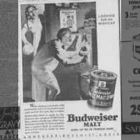 Newspaper ad for Budweiser Malt, used to brew beer
