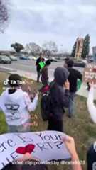Watch as adults are seen attending a Clovis student protest against ICE