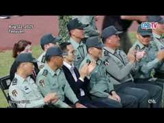 Soldiers rappel from a Black Hawk chopper to throw rare first pitch