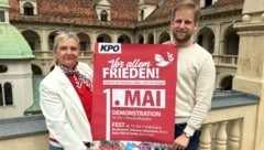 Frieden als Schwerpunktthema zum 1. Mai: KPÖ-Klubobfrau Claudia Klimt-Weithaler und Landtagsabgeordneter Alexander Melinz. (Bild: KPÖ)