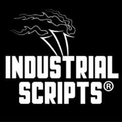 Industrial Scripts Logo: Online Screenwriting Courses. Write For TV. blogger. romance novel. Screenwriting newsletter. guaranteed reads. script reading course.
