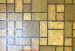 1970s Canada yellow brick pattern sheet flooring (C) InspectApedia.com Melissa
