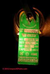 Steam boiler temperature/pressure relief valve label (C) Daniel Friedman 1999