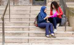 students on stairs