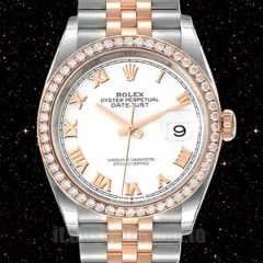 Rolex Datejust Uomini m126281rbr-0003 36mm Tono Argento Quadrante Bianco