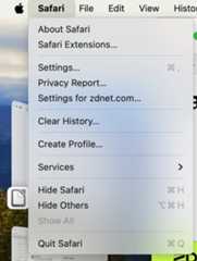 プロファイルマネージャーには、Safariメニューからアクセスできる。提供：Jack Wallen/ZDNET