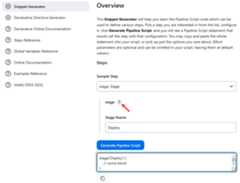 Jenkins Classic UI for 'example-pipeline', showing the Pipeline Syntax page with the Snippet Generator tab selected. The snippet generated for the stage named 'Deploy' is displayed in the script block.