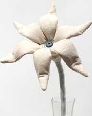 Tara  McPherson -  <strong>The Day's Eye (Beige)</strong> (2010<strong style = 'color:#635a27'></strong>)<bR /> stretch velvet, suede microfiber, bamboo fiber, polyfil, wire and glass eye,  20 x 9 x 6.5 inches (50.8 x 22.86 x 16.51 cm)
