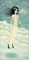Tara  McPherson -  <strong>The Snow Bride</strong> (2010<strong style = 'color:#635a27'></strong>)<bR /> oil on linen, stretched over panel,  40 x 20 inches (101.6 x 50.8 cm)
