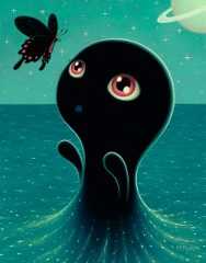 Tara  McPherson -  <strong>The Umibozu Wish</strong> (2010<strong style = 'color:#635a27'></strong>)<bR /> oil on linen, stretched over panel,  18 x 14 inches  (45.72 x 35.56 cm)