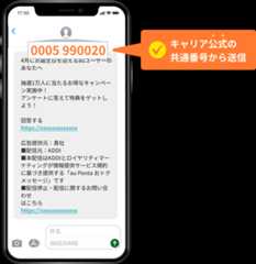 キャリア公式の共通番号から送信