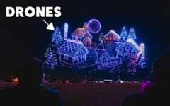 Gingerbread house made with drones