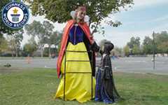 Tallest woman dresses up for Halloween!