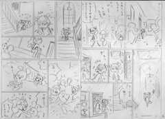 『シトラス学園 キューティ』の巻頭に収録されている描き下ろしのラフ。この時点でキャラクターの表情がしっかり描かれている。