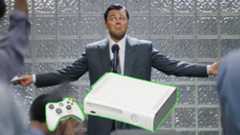 An Xbox 360 appears in front of Leonardo DiCaprio
