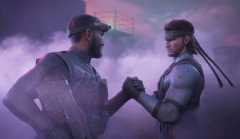 Snake and Sam shake hands.