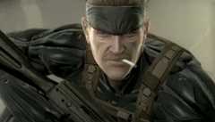 Solid Snake smokes a cigarette.