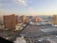 A large, paved parcel of land between Wynn/Encore and Trump Tower.