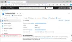 Screenshot that shows how to select the Configuration and policies option for a lab in the Azure portal.