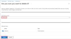 Screenshot of the lab deletion confirmation page.