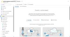 Screenshot showing the Events page for an Azure storage account.