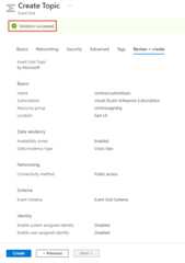 Screenshot showing the Review + create page.