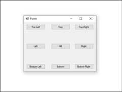 Animation showing how A Windows Form with buttons anchored in all positions is resized.