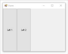 Windows form with two buttons docked to the left.