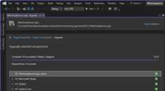 A screenshot of the .NET Upgrade Assistant's upgrade results tab, showing the migrated items from the project.