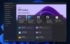 A screenshot of the WPF Gallery app, demonstrating the fluent theme in dark mode