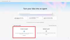 Image of the create agent in Security Copilot