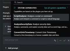 Screenshot of capability list.