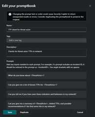 Screenshot of edit promptbook dialog box.