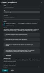 Screenshot of create promptbook dialog box