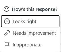 Screenshot of prompt feedback options.