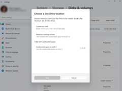 Screenshot of create dev drive