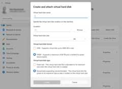 Screenshot of Create and attach a virtual hard disk