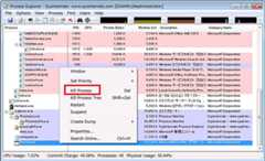 図 3: Process Explorer で mshta.exe を [kill process] によってプロセスを終了している画面