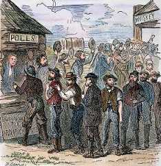 Thousands of pro-slavery men from Missouri crossed the border into Kansas to stuff the ballot boxes. Thousands of pro-slavery men from Missouri crossed the border into Kansas to stuff the ballot boxes.