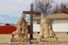The Volga-Germans of Herzog are honored with a statue. Photo by Kathy Alexander.