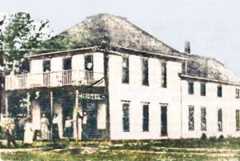 Hotel in Hewins, Kansas in about 1910.
