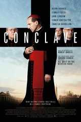 Movie Poster. Ray fines in black priest robe with red sash blending win cross in background
